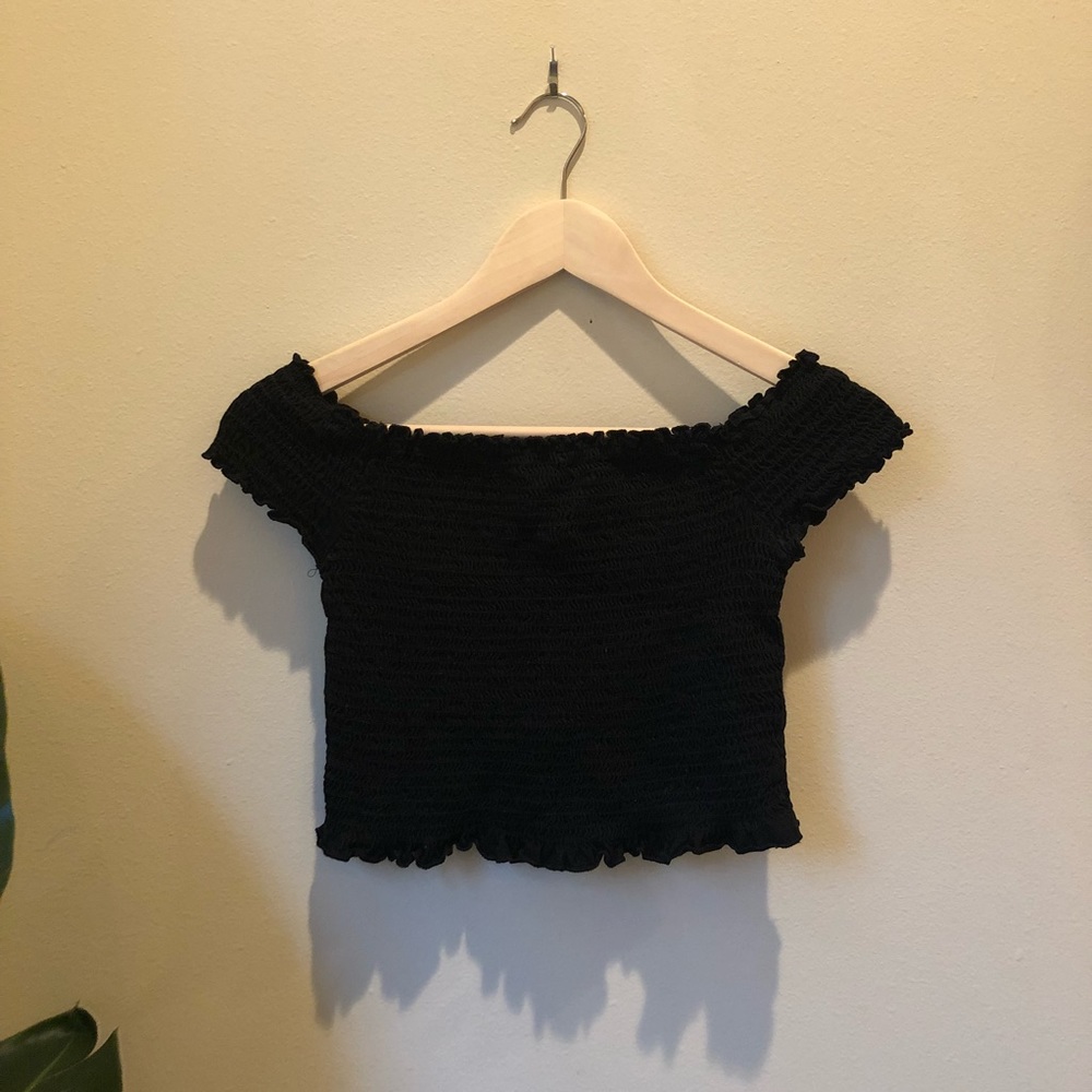 Kimchi Blue smocked off-the-shoulder top